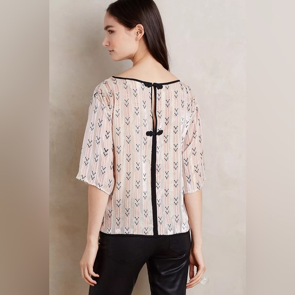 MOULINETTE SOEURS x ANTHROPOLOGIE NWOT High Peasant Posey Top in Red Rouge Motif - Picture 2 of 8